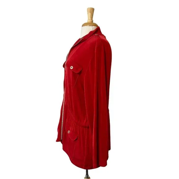 Travelers by Chico's Women's Red Acetate Soft Shell Full Zip Jacket Size 3 XL - Picture 9 of 10